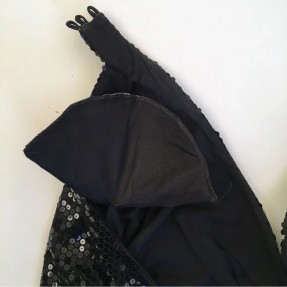 Vintage Karen Okada Black Sequin & Rhinestone Party Dress 6 Backless - Picture 10 of 11
